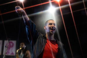 Jack Antonoff engages the crowd while frontmanning for Bleachers at CMAC in Canandaigua, New York on Saturday June 20th, 2026.