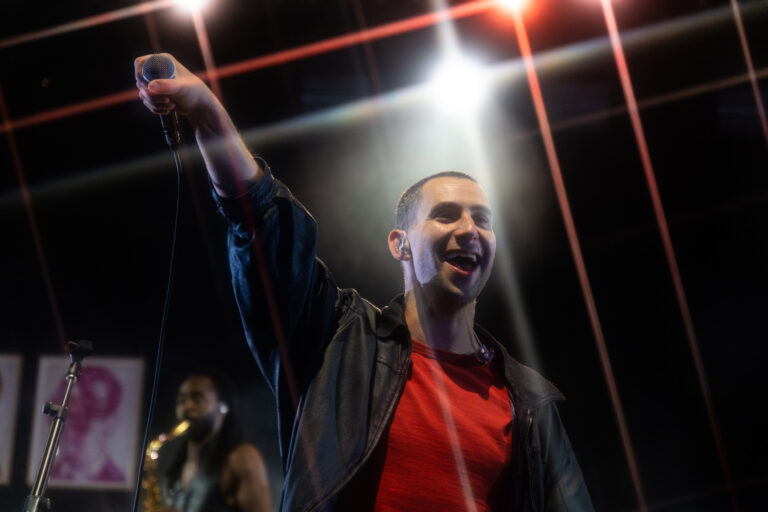 Jack Antonoff engages the crowd while frontmanning for Bleachers at CMAC in Canandaigua, New York on Saturday June 20th, 2026.