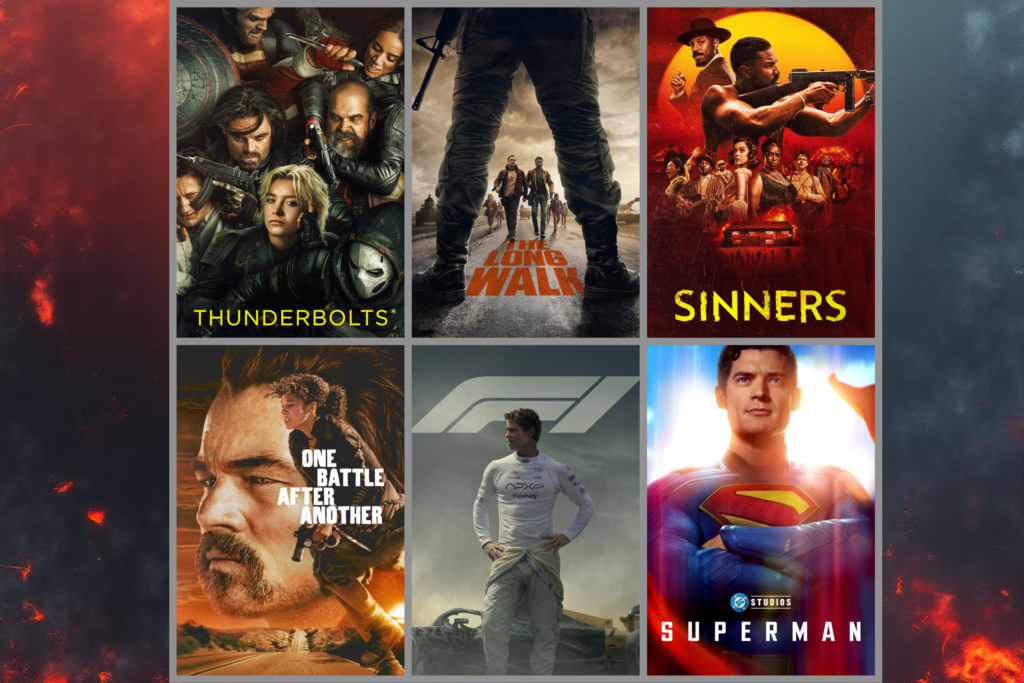 A grid highlighting a few movie posters on the list of 2025's top movies.