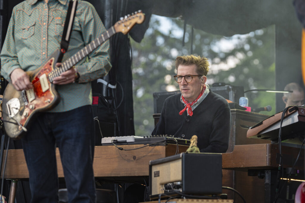 Wilco keyboardist Mikael Jorgensen performs during the band’s set at Beak & Skiff Apple Orchards in LaFayette, N.Y., June 17, 2026.