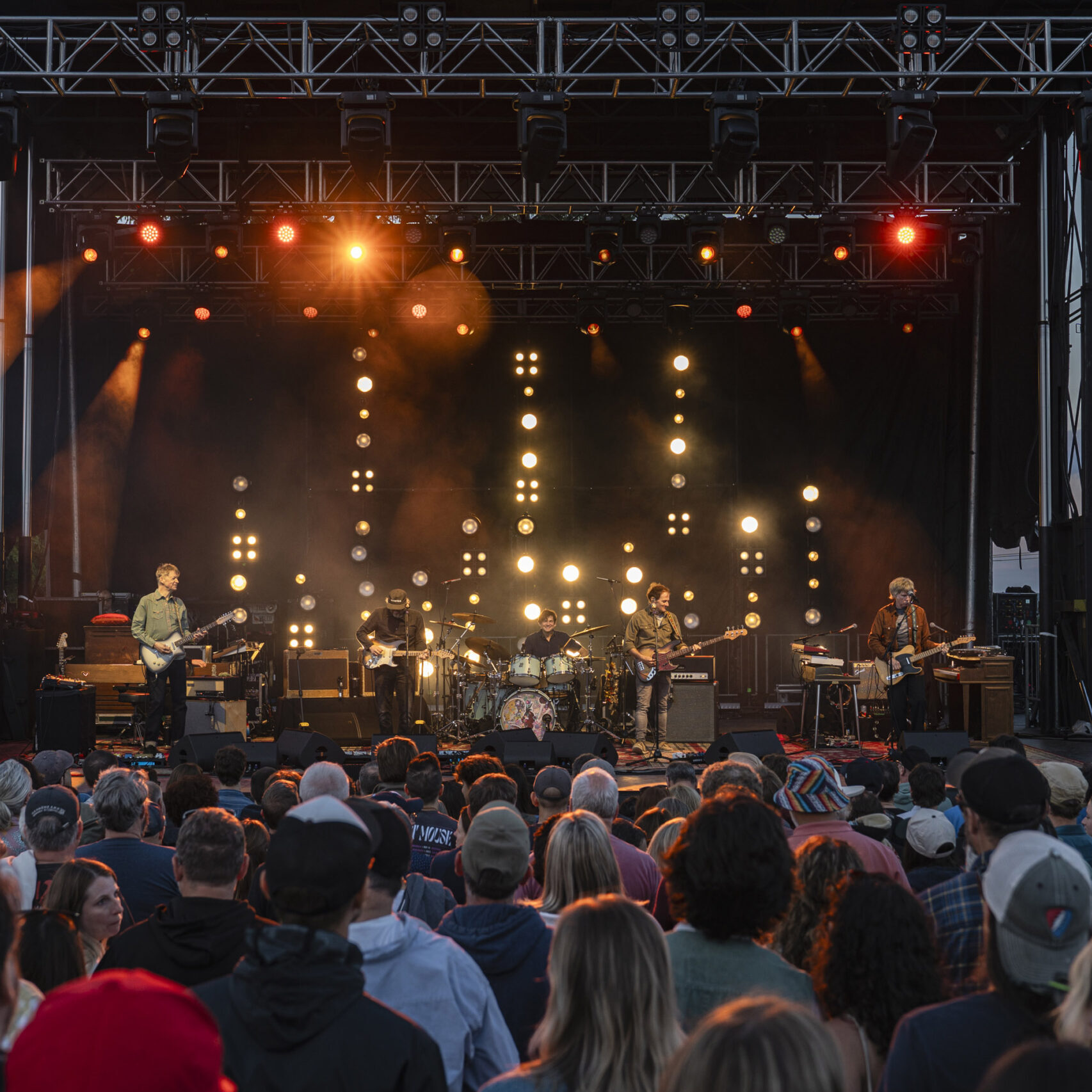 Wilco performs as evening light settles over Beak & Skiff Apple Orchards in LaFayette, N.Y., June 17, 2026.
