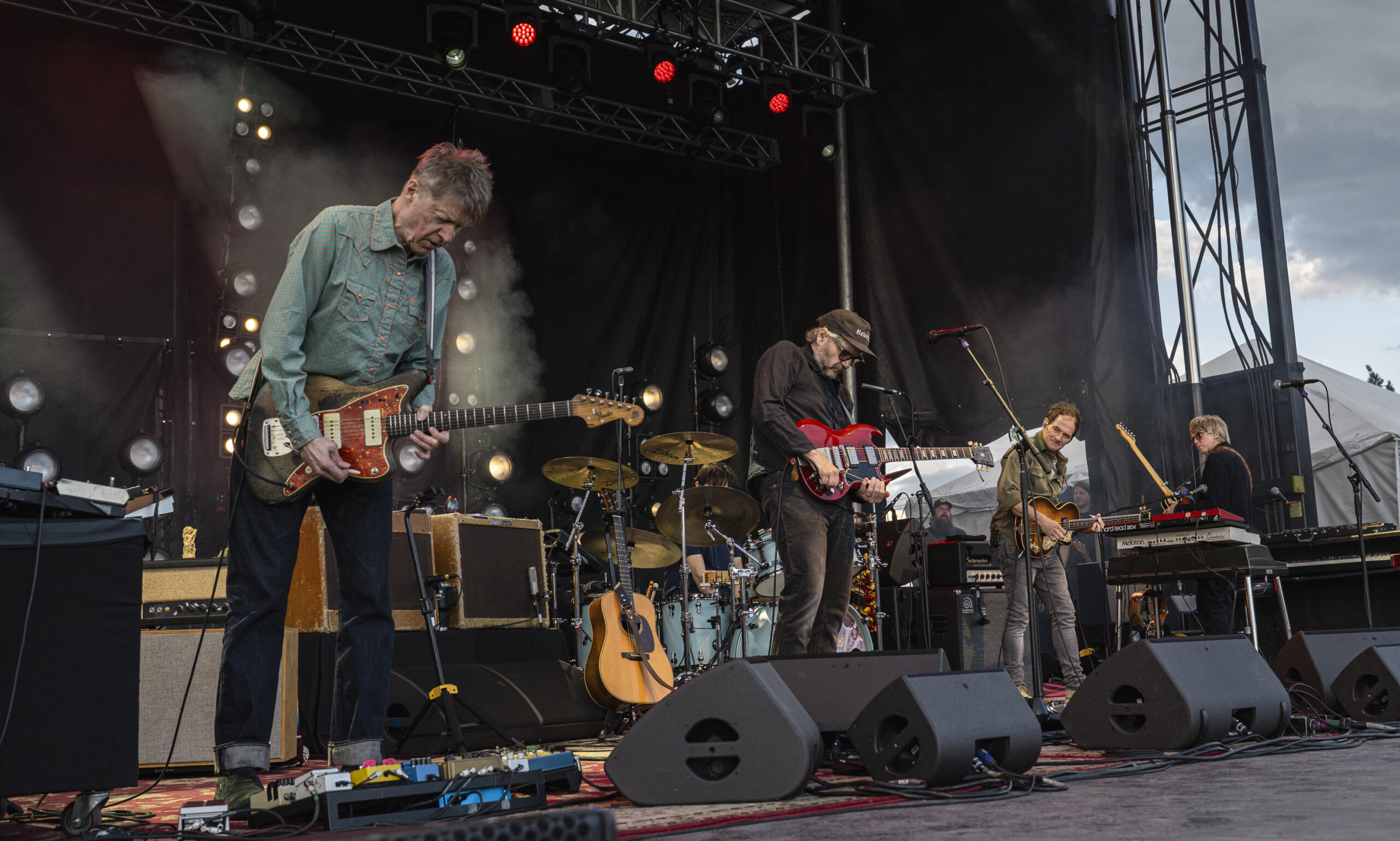 Wilco guitarist Nels Cline performs alongside the band at Beak & Skiff Apple Orchards in LaFayette, N.Y., June 17, 2026.