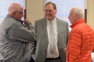 Onondaga County Legislator Bill Kinne, center, chats with supporters at the Valley American Legion May 17, 2023.