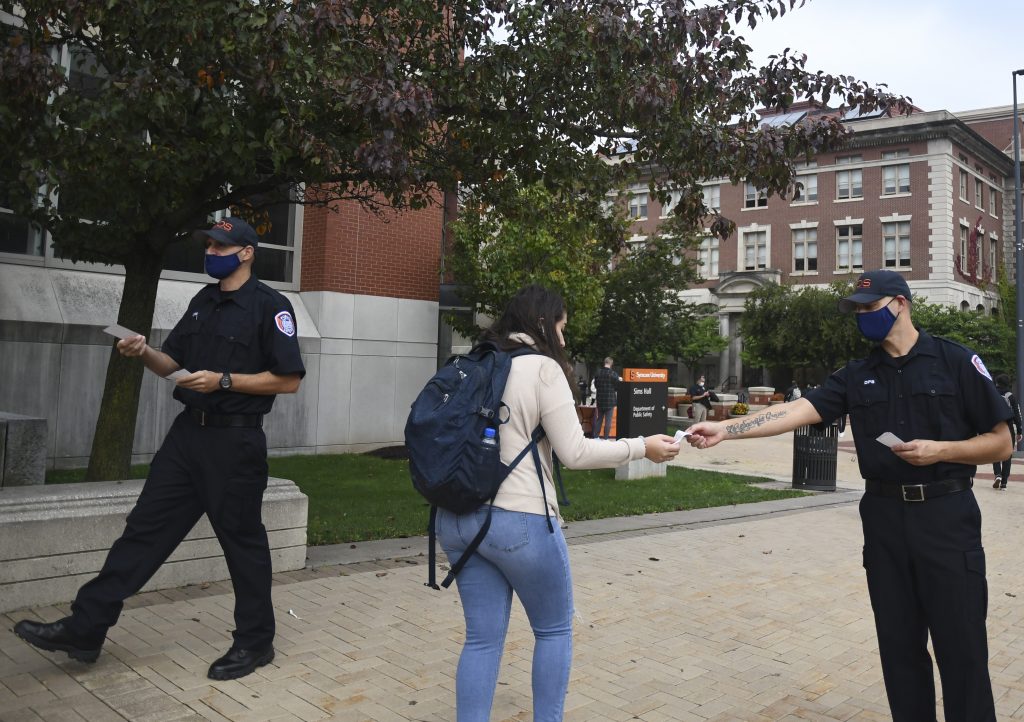 Syracuse University Public Safety officers took part in National Coffee with a Cop Day on Wednesday.
