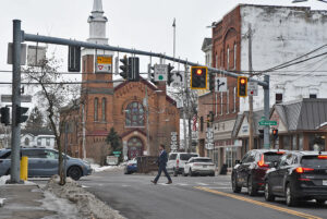 Downtown Baldwinsville, New York, in winter. The village is a suburb of sorts of Syracuse.