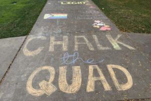 As part of LGBTQ+ history month, organizations chalked the Shaw Quadrangle on Wednesday, Oct. 8, 2025.