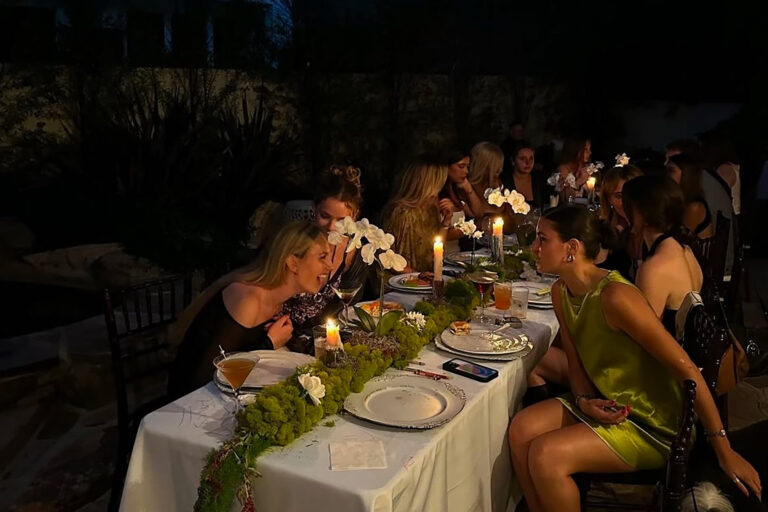Best friends gathering for dinner together as is typical of Galentine's Day.