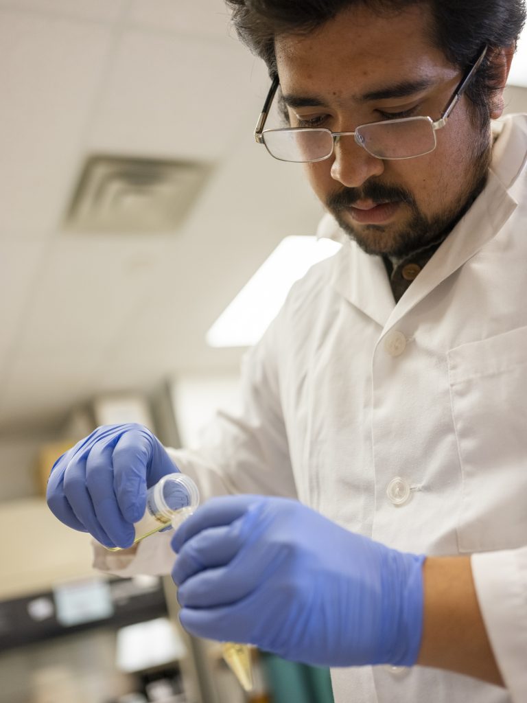 Jacob Toth in the lab at Surge Laboratory at the Geneva Campus