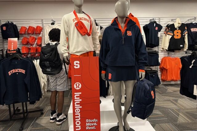 A display of the new Lululemon collaboration at Syracuse University's Campus Store.
