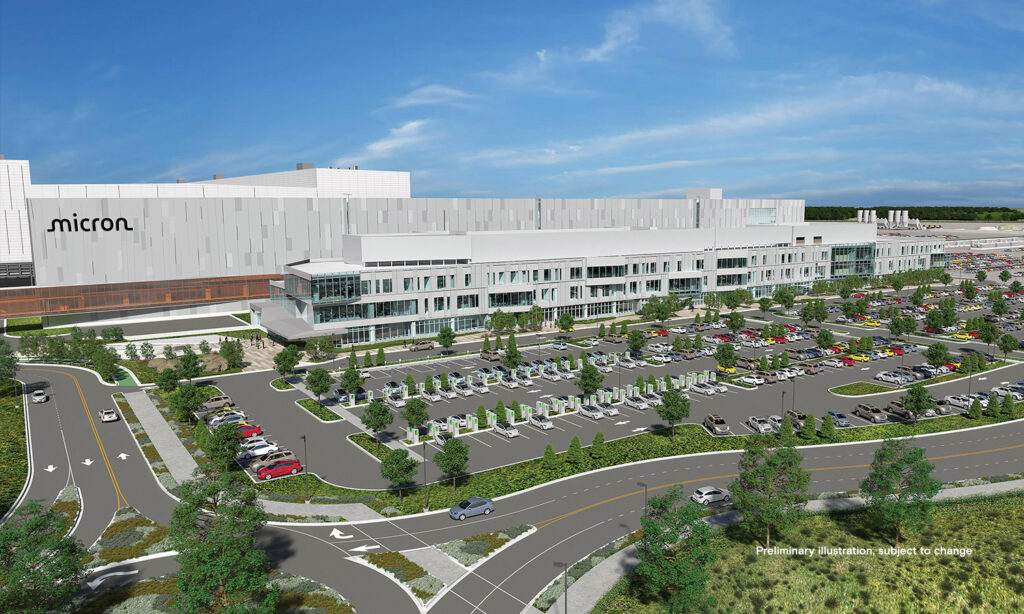 Micron US expansion fab campus render being built in Clay, New York