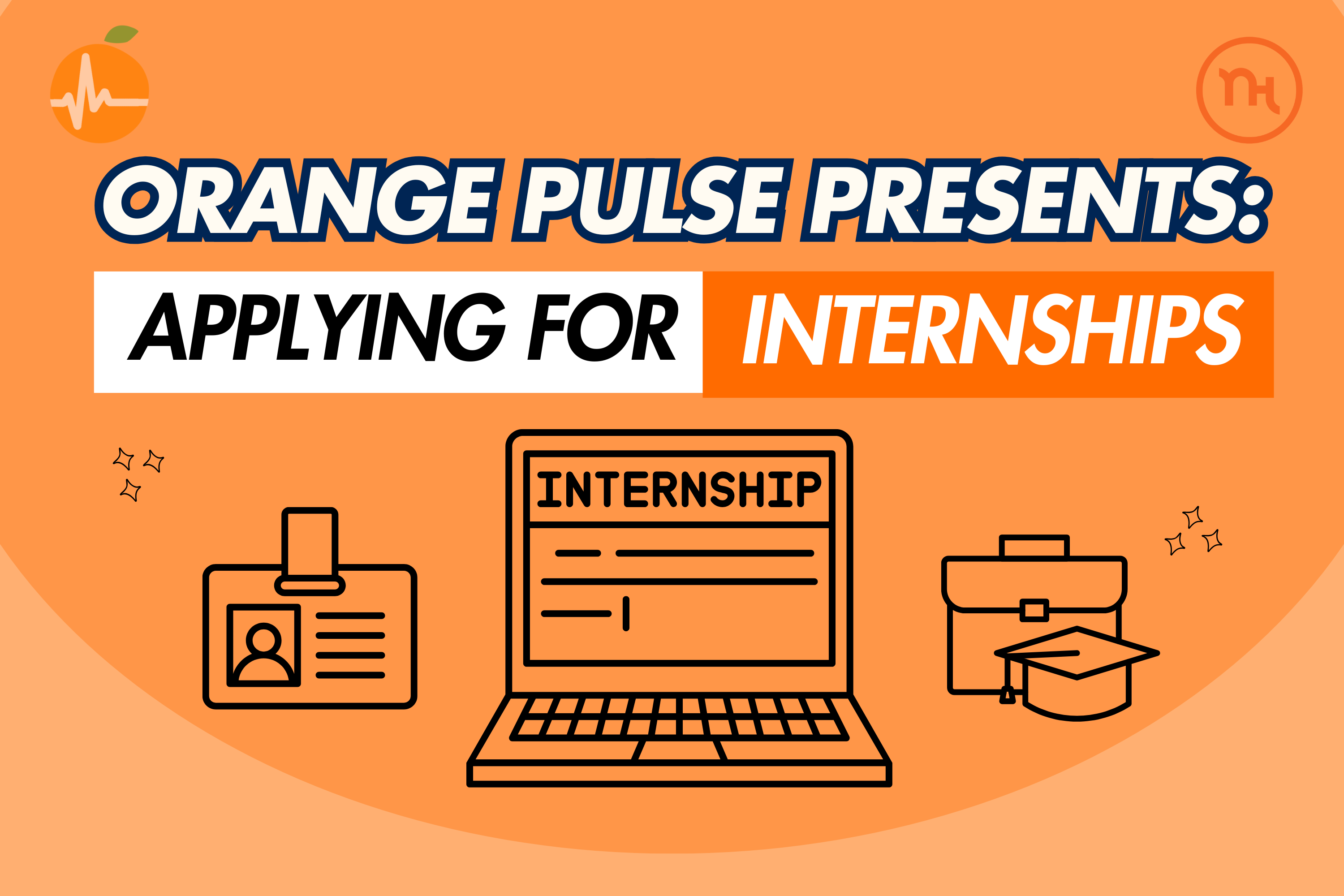 orange graphic with black and white clip art