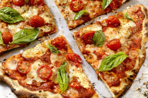 Margherita Pizza with Fresh Mozzarella,Tomatoes and Basil - Photographed on a Hasselblad