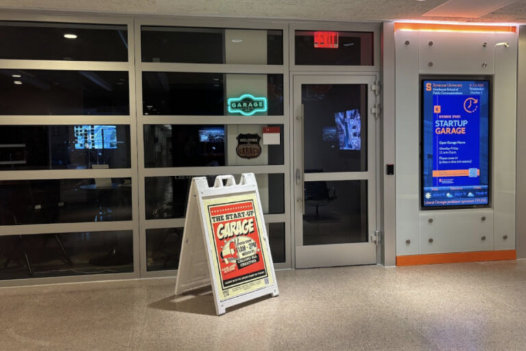The Startup Garage located in Newhouse is the central hub for student entrepreneurs.