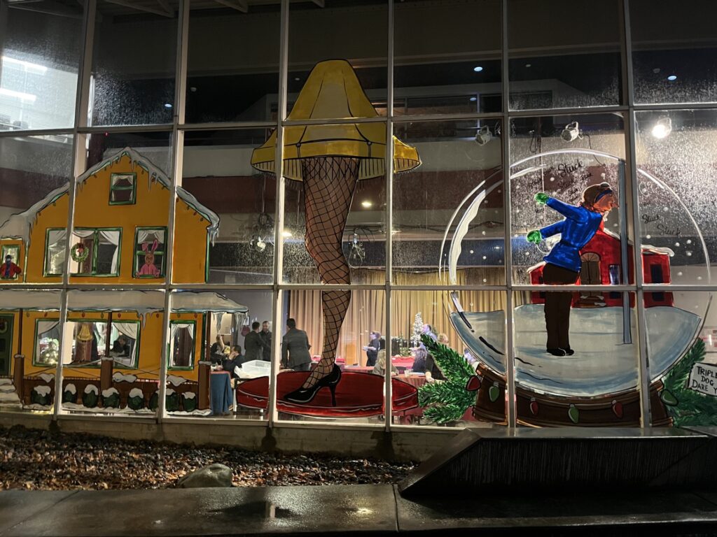 window painting of christmas story scenes