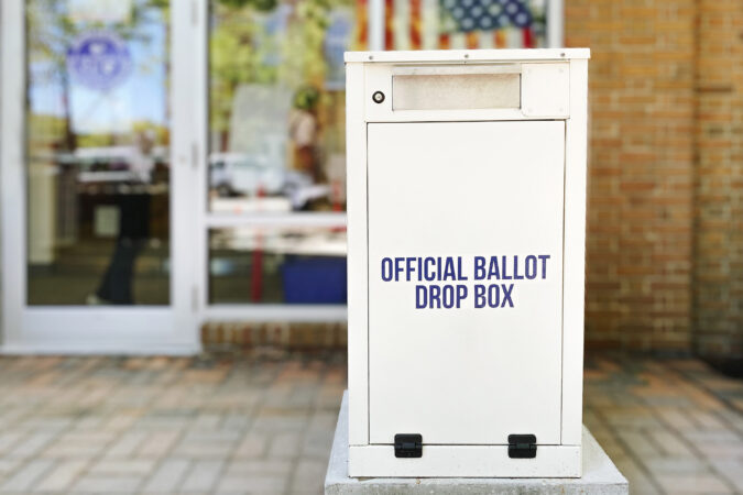Ballot Drop Box Outside of Polling Place